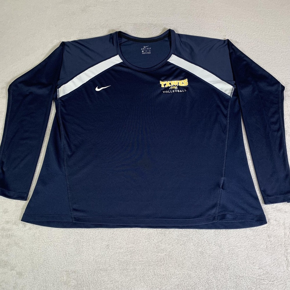 Texas Wesleyan Rams Shirt Womens 3XL Blue Volleyball Nike Dri-FIT Long Sleeve‎